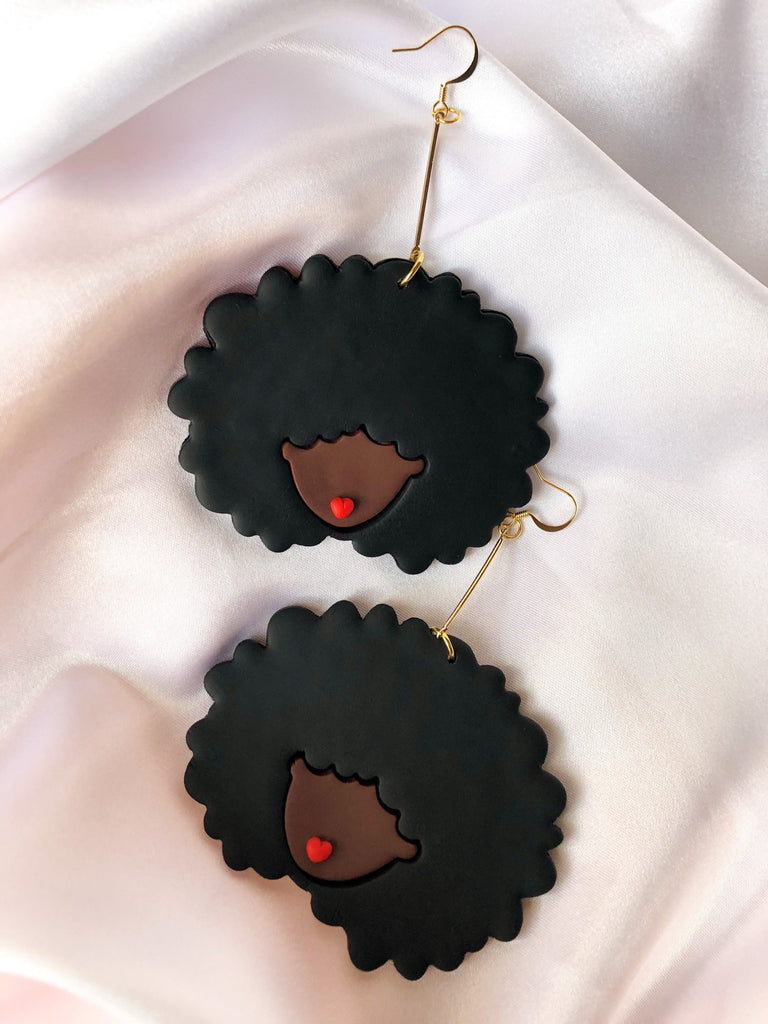Black Perfect Puff -Statement Earring