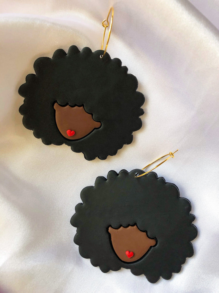 Black Perfect Puff -Statement Earring